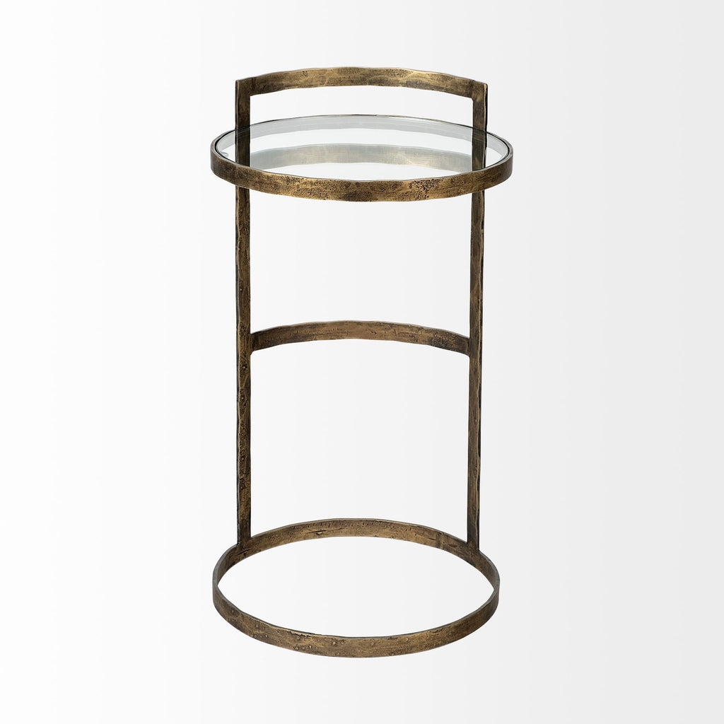 Gold and Clear Glass Round End Table - 27-inch