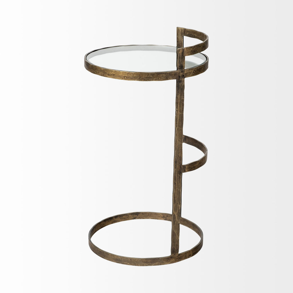 Gold and Clear Glass Round End Table - 27-inch