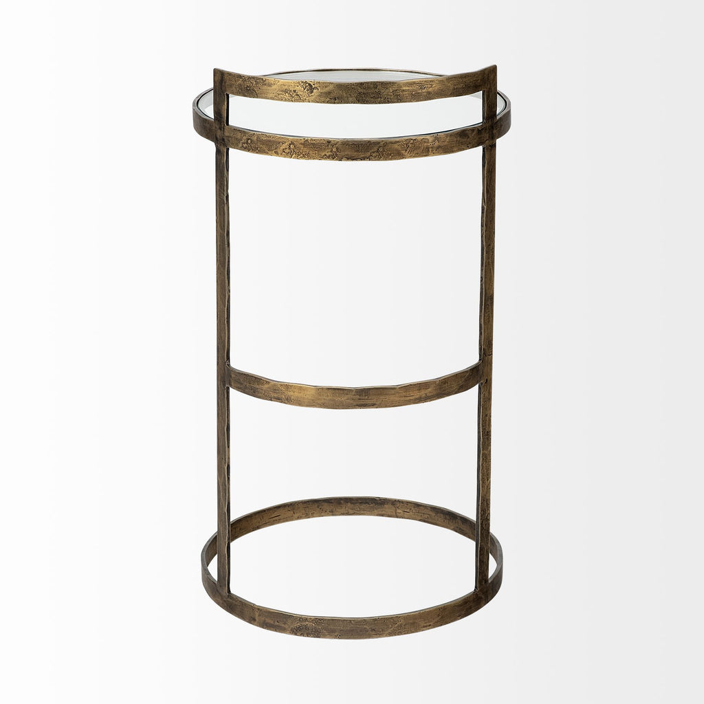 Gold and Clear Glass Round End Table - 27-inch