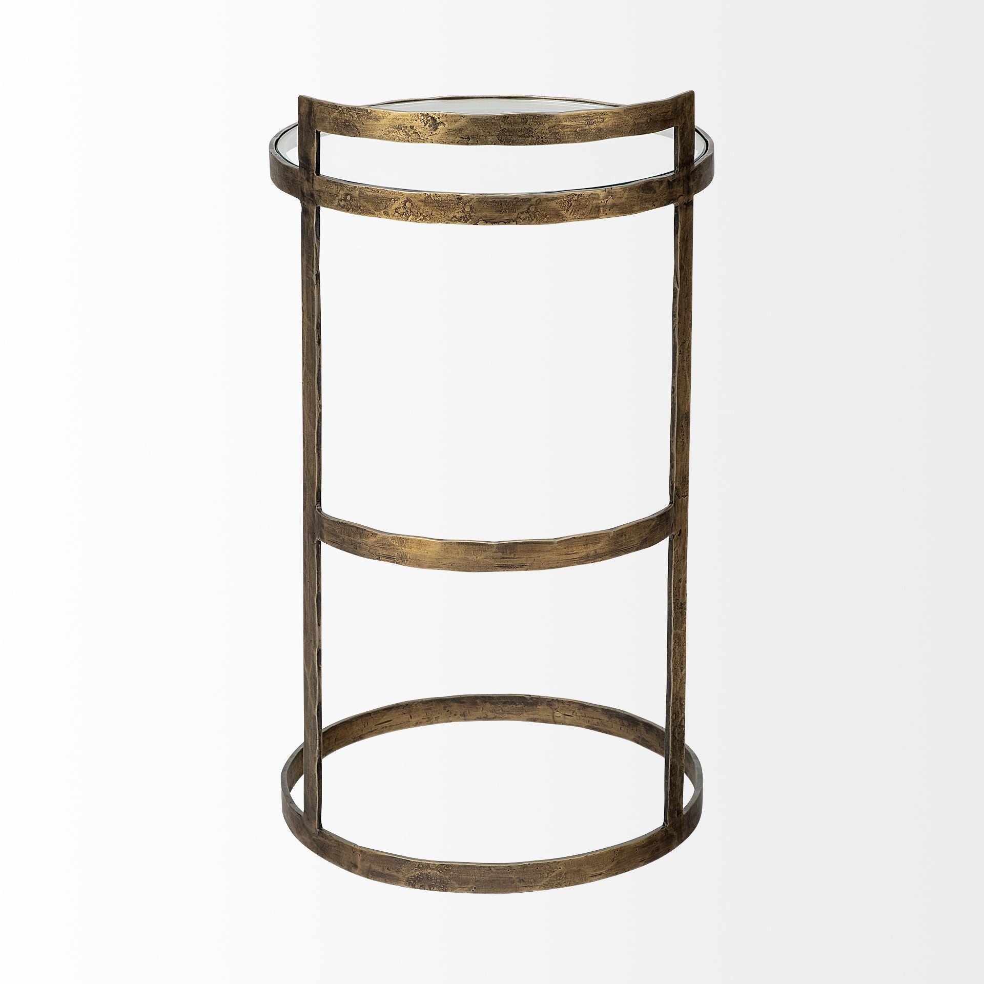 Gold and Clear Glass Round End Table - 27-inch