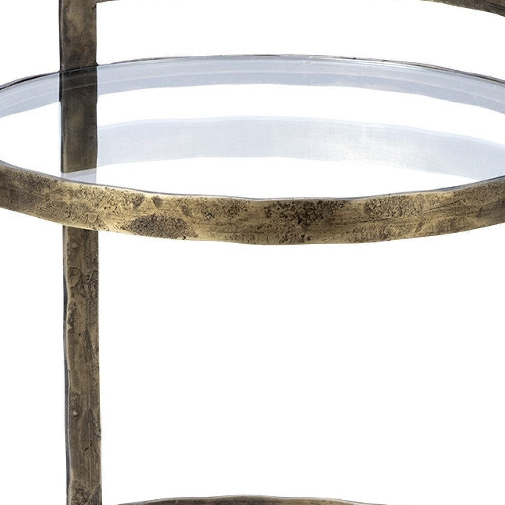 Gold and Clear Glass Round End Table - 27-inch