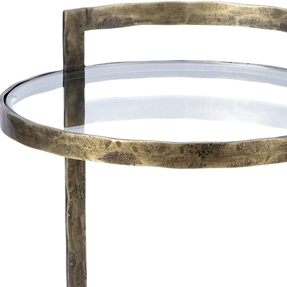 Gold and Clear Glass Round End Table - 27-inch