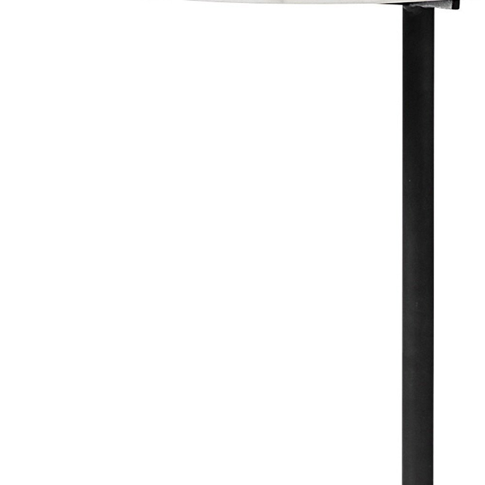 Black and White Marble Round End Table - 27-inch