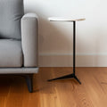 Black and White Marble Round End Table - 27-inch