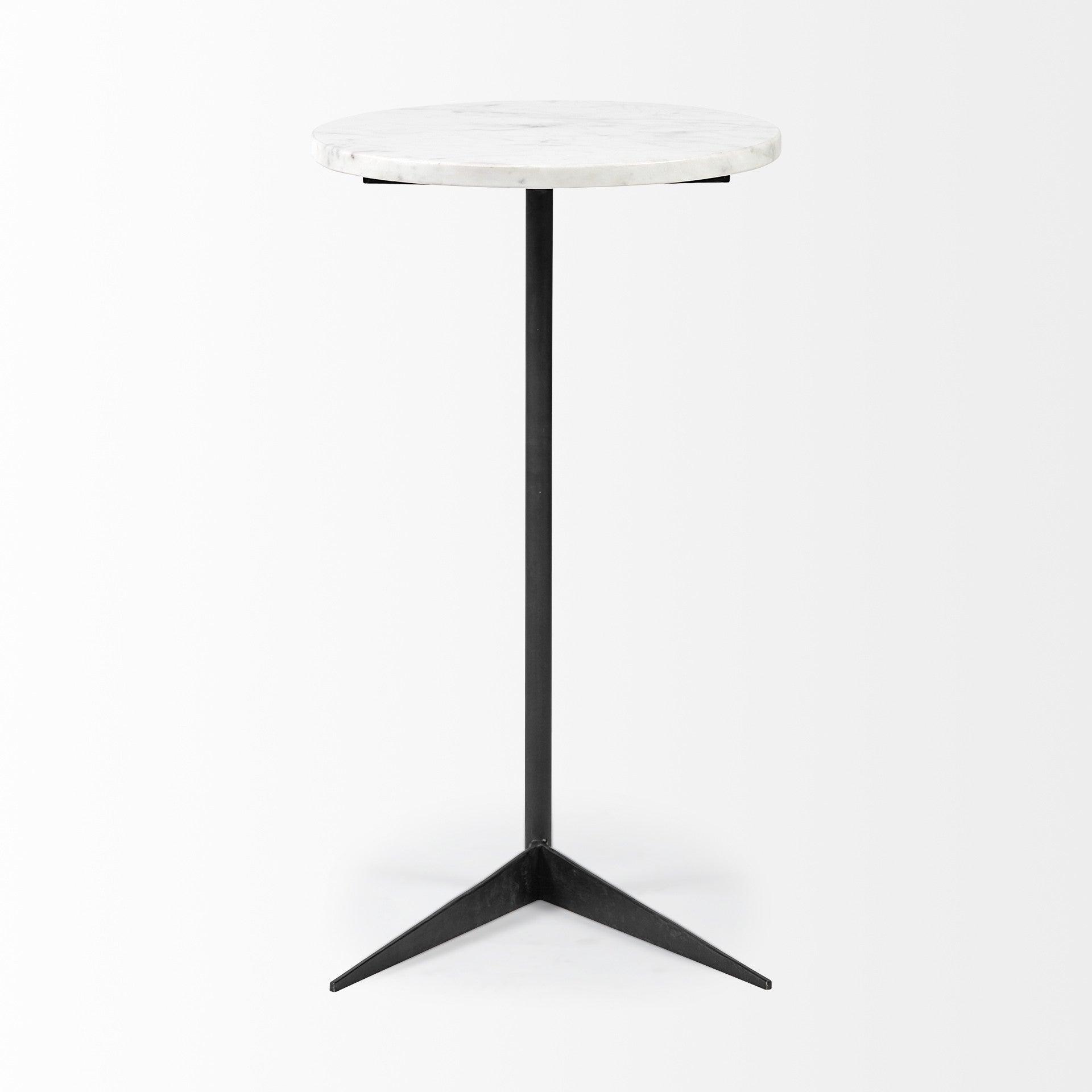 Black and White Marble Round End Table - 27-inch
