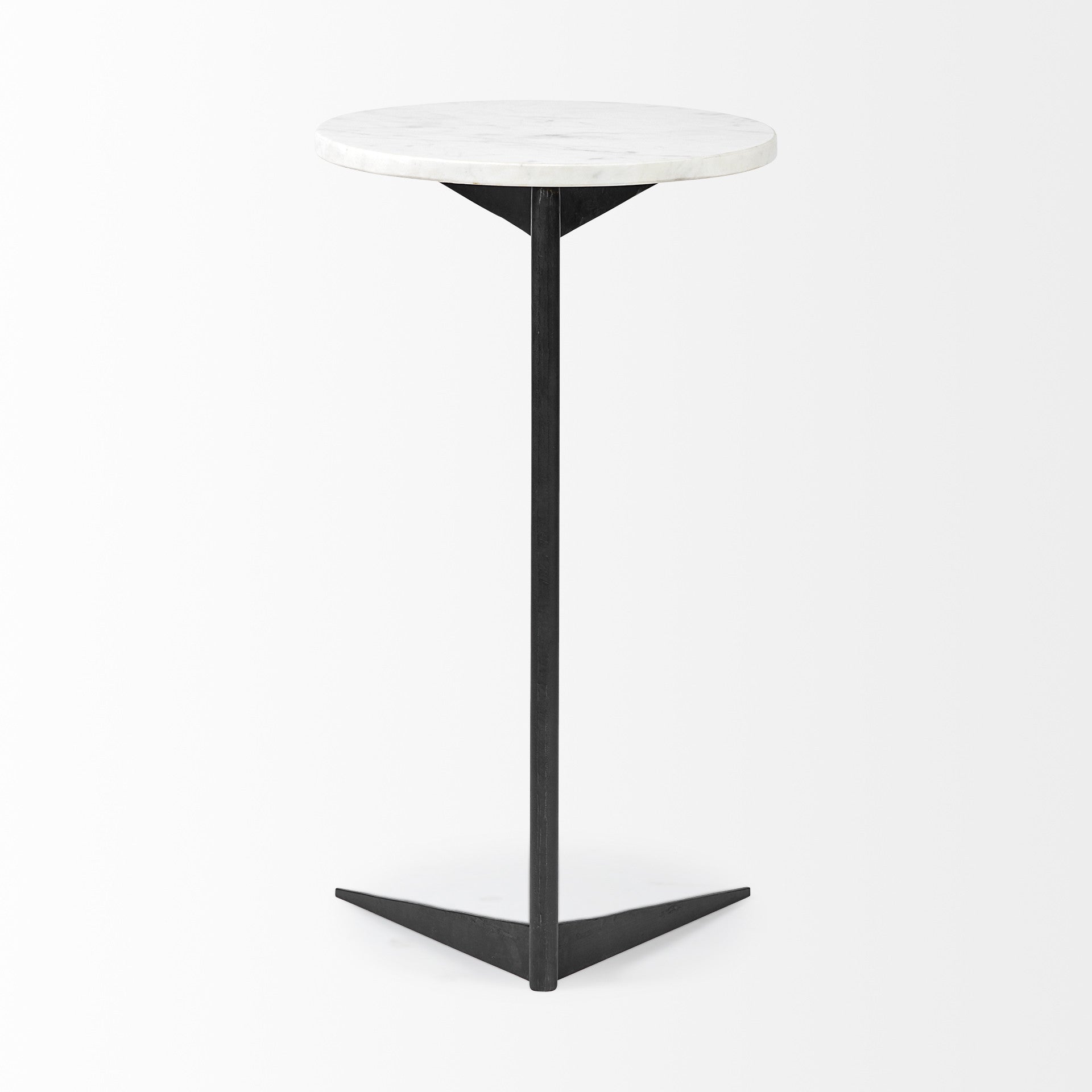 Black and White Marble Round End Table - 27-inch
