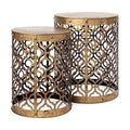 Set of Two 20 Gold Round End Table
