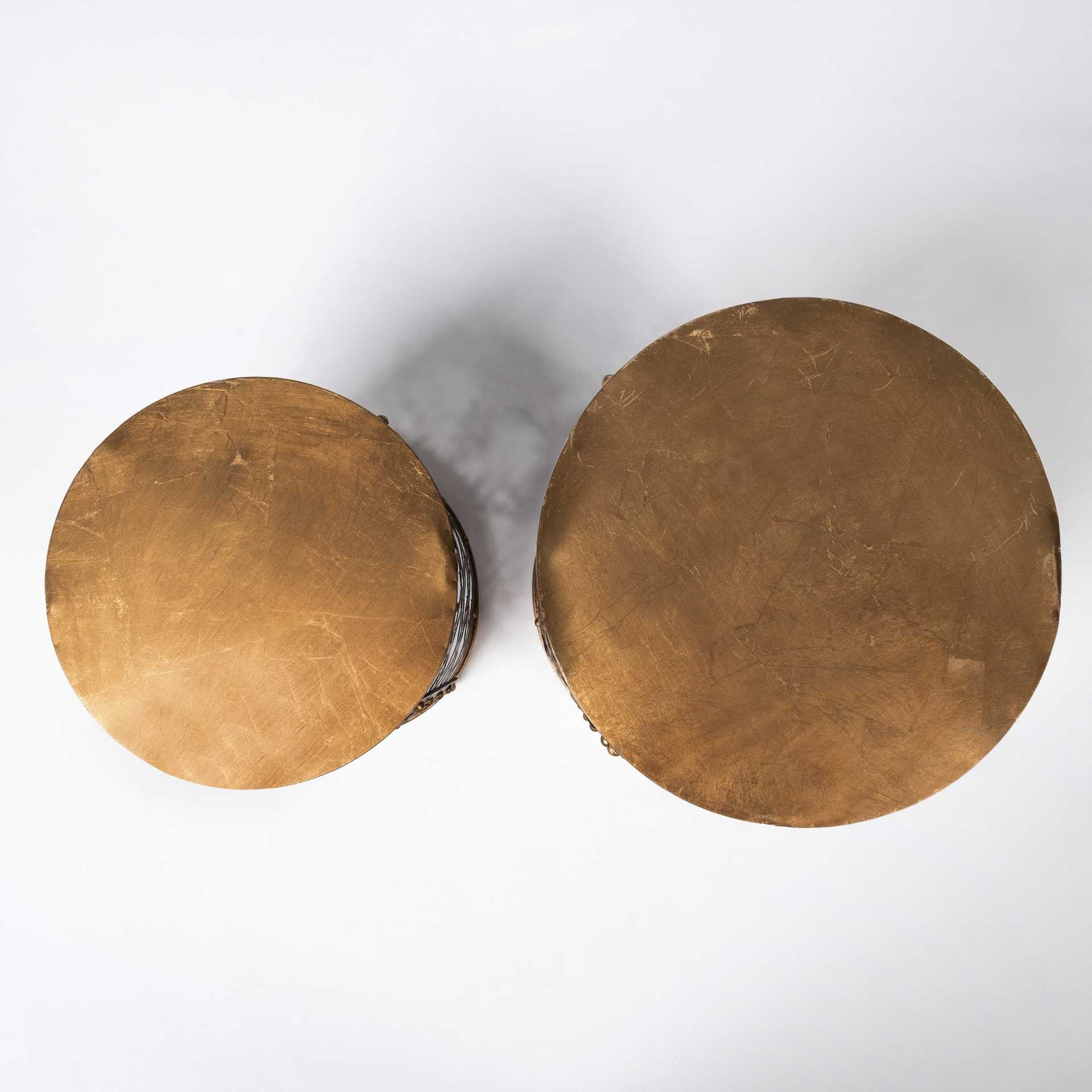 Set of Two 20 Gold Round End Table