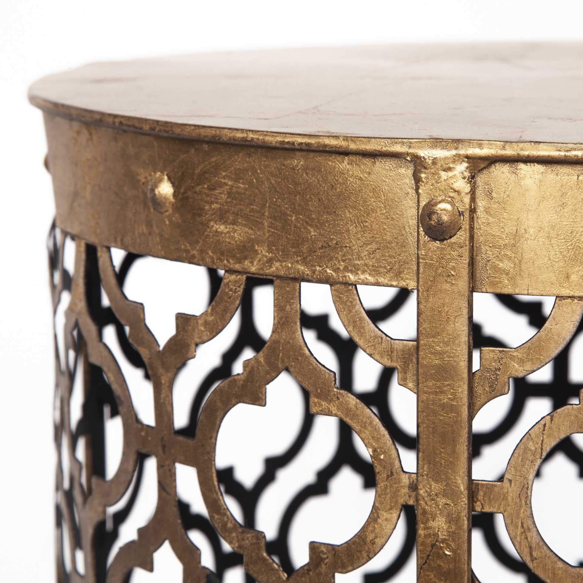 Set of Two 20 Gold Round End Table
