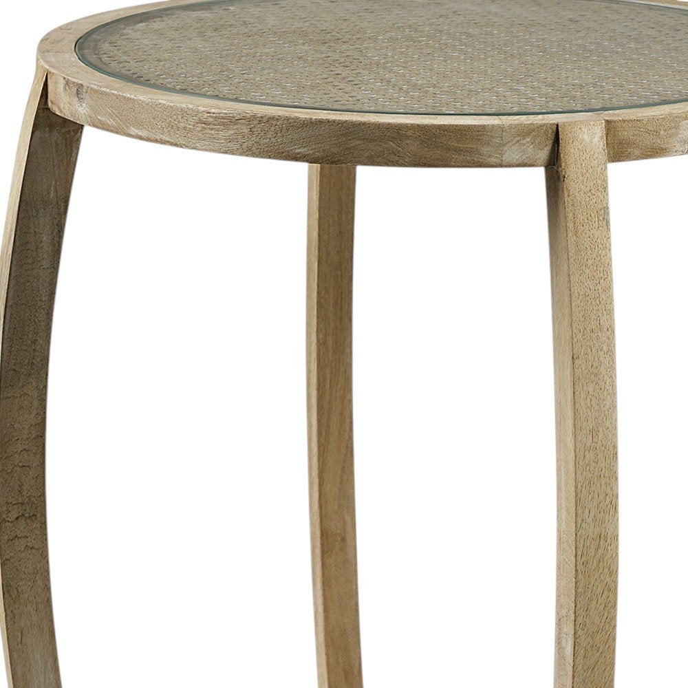 Brown and Clear Glass Round End Table - 26-inch
