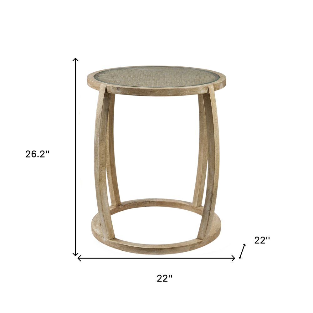 Brown and Clear Glass Round End Table - 26-inch