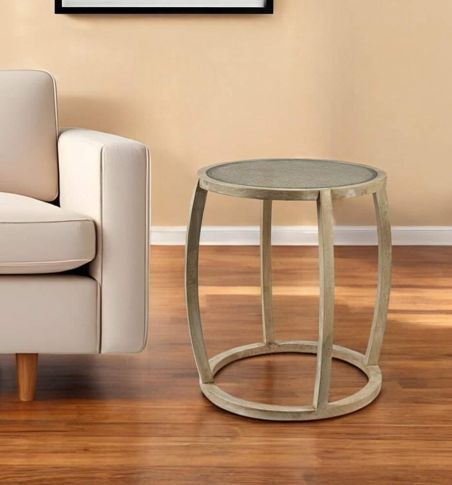 Brown and Clear Glass Round End Table - 26-inch