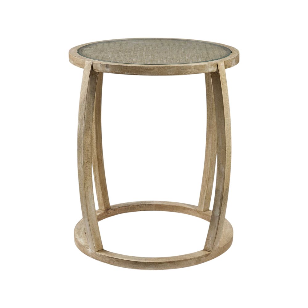 Brown and Clear Glass Round End Table - 26-inch