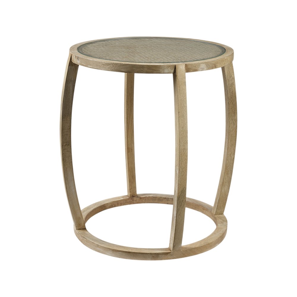 Brown and Clear Glass Round End Table - 26-inch