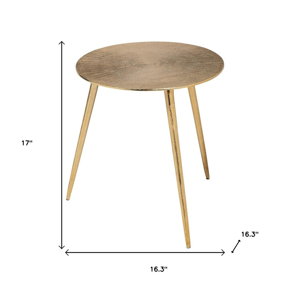 Gold Metal Round End Table - 17-inch