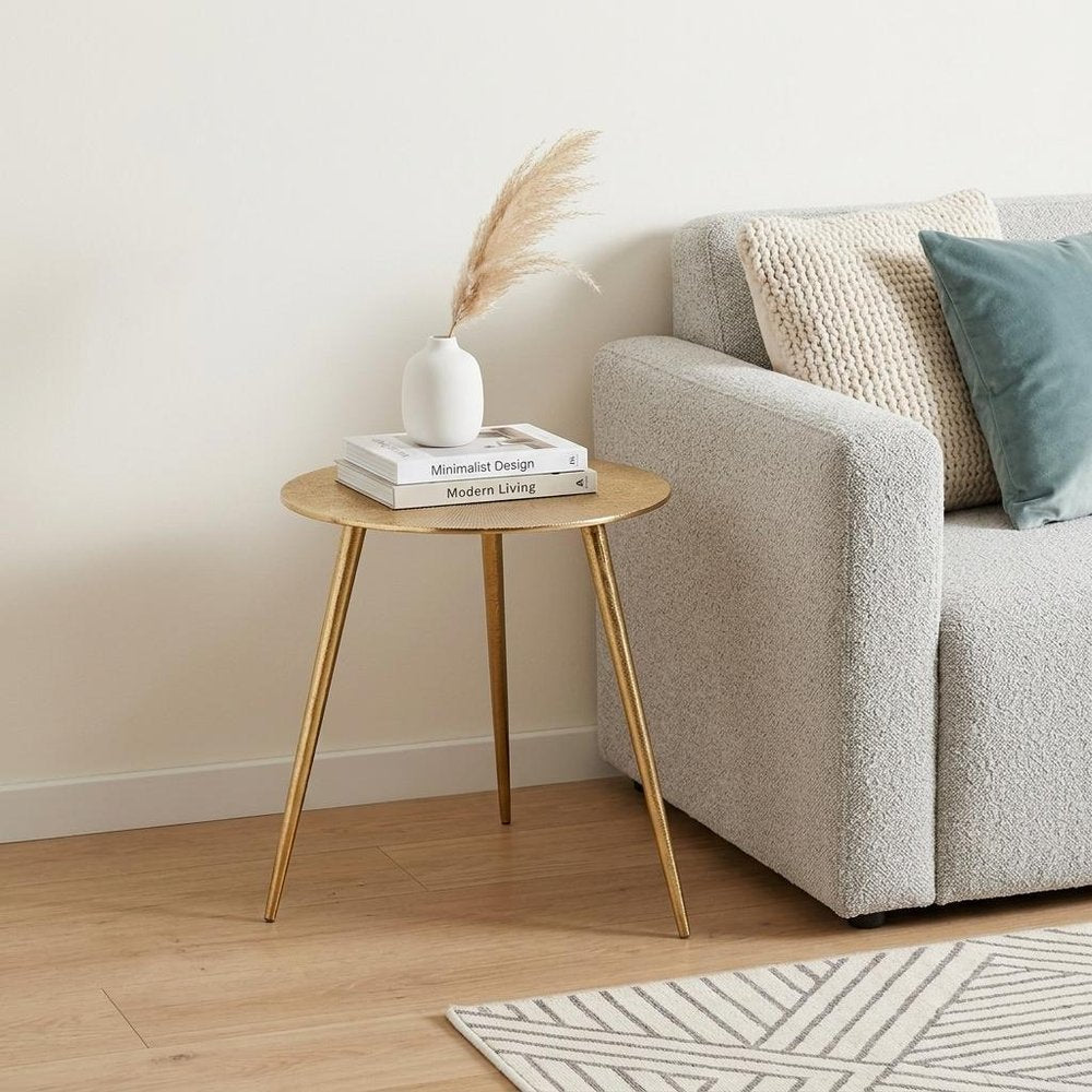 Gold Metal Round End Table - 17-inch
