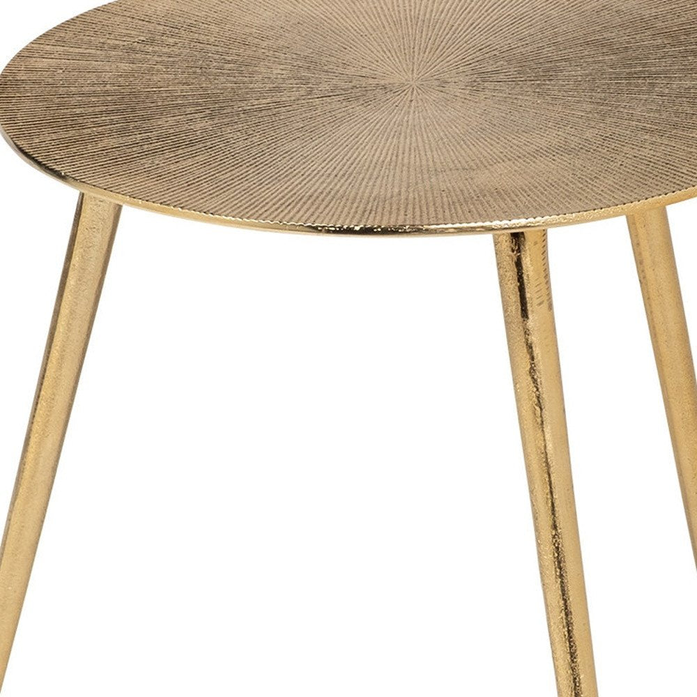 Gold Metal Round End Table - 17-inch