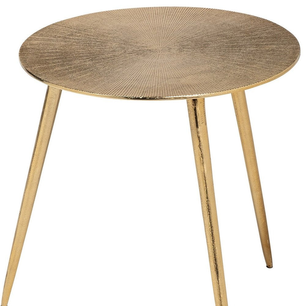 Gold Metal Round End Table - 17-inch
