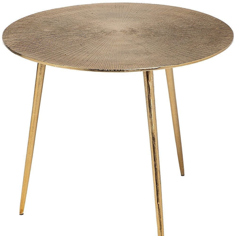 Gold Metal Round End Table - 21-inch