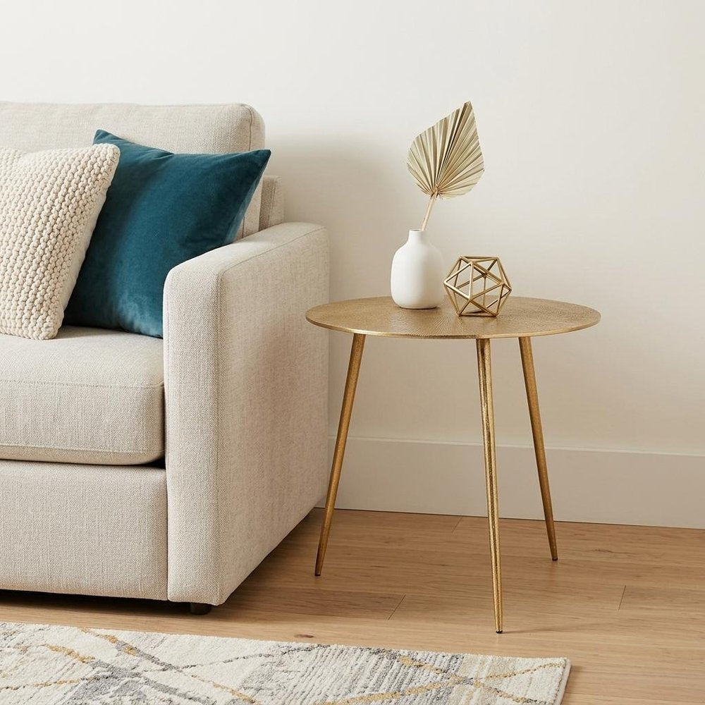 Gold Metal Round End Table - 21-inch
