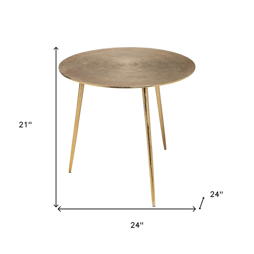 Gold Metal Round End Table - 21-inch