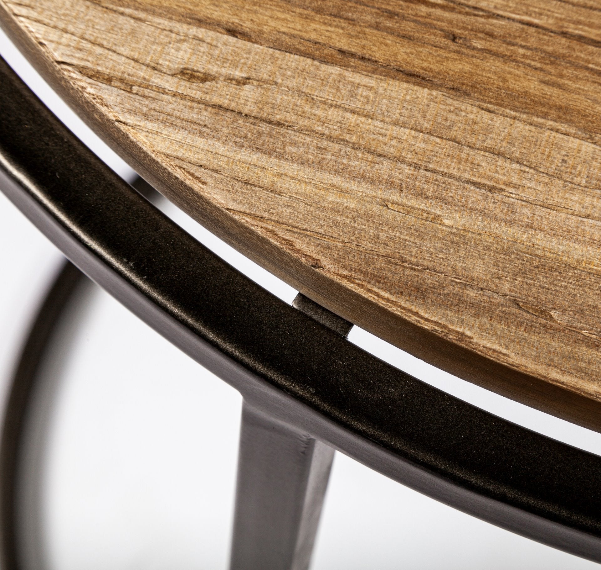Set of Three 27 Black and Brown Solid Wood Round End Table