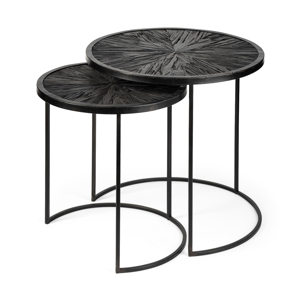 Set of Two 20 Black Round End Table