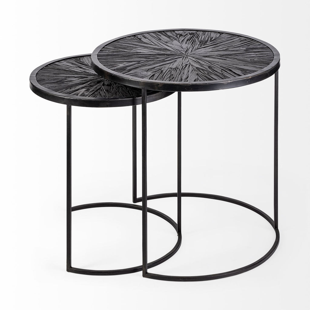 Set of Two 20 Black Round End Table