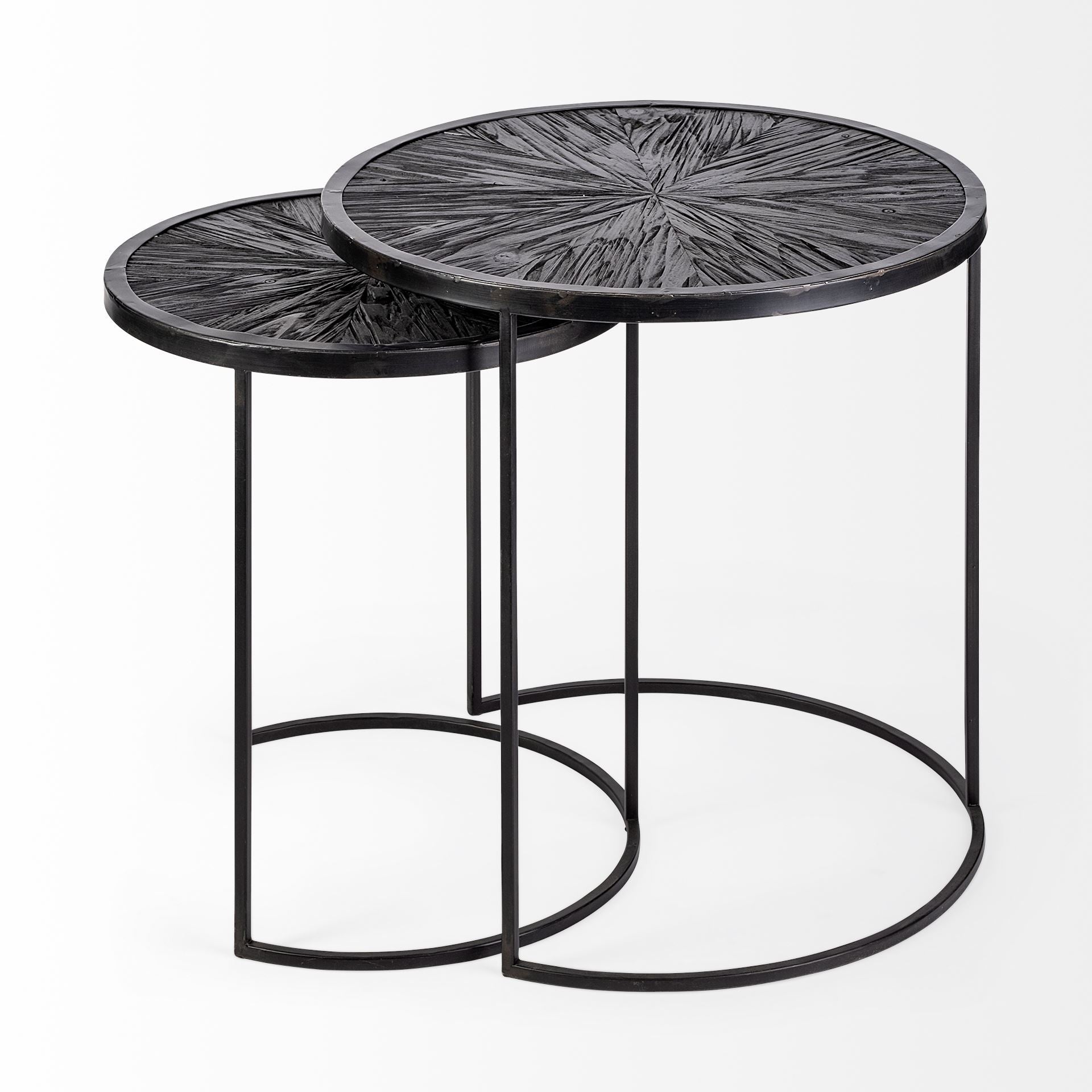 Set of Two 20 Black Round End Table