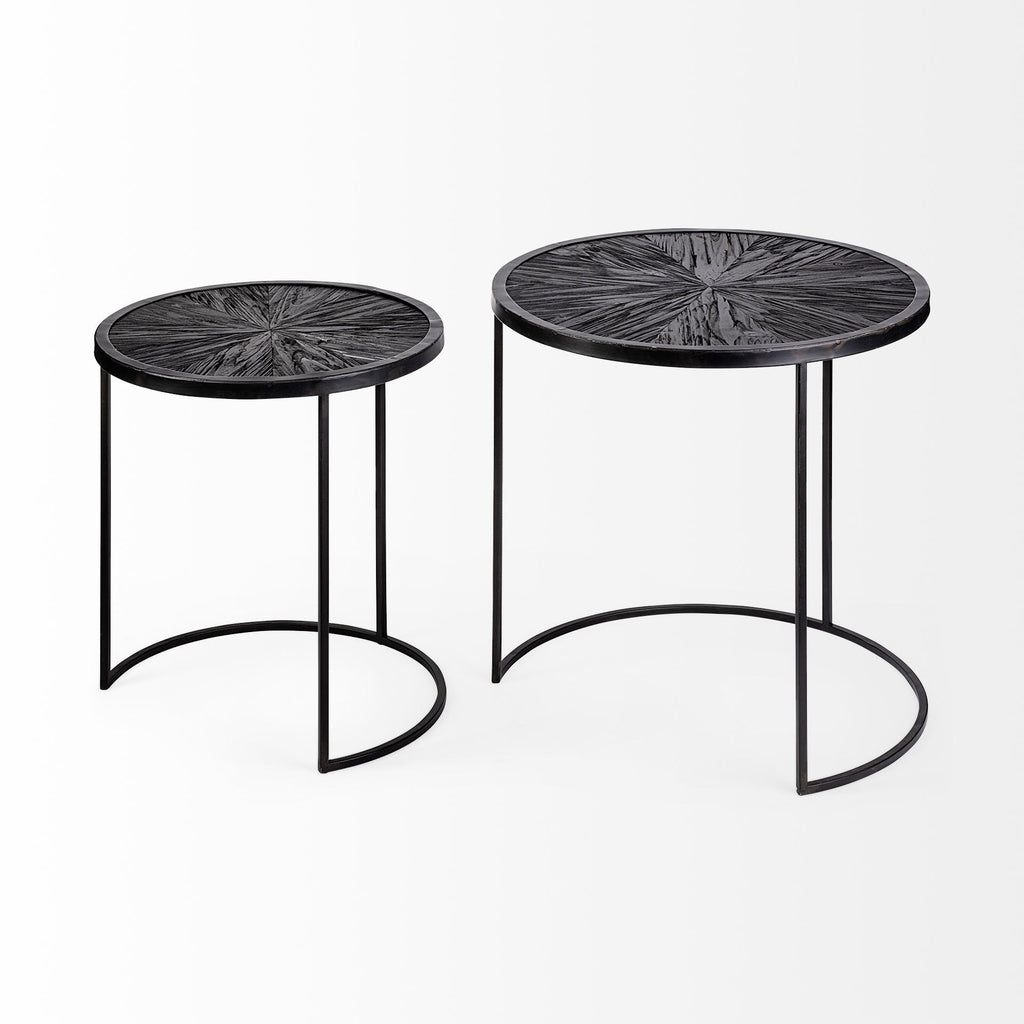 Set of Two 20 Black Round End Table