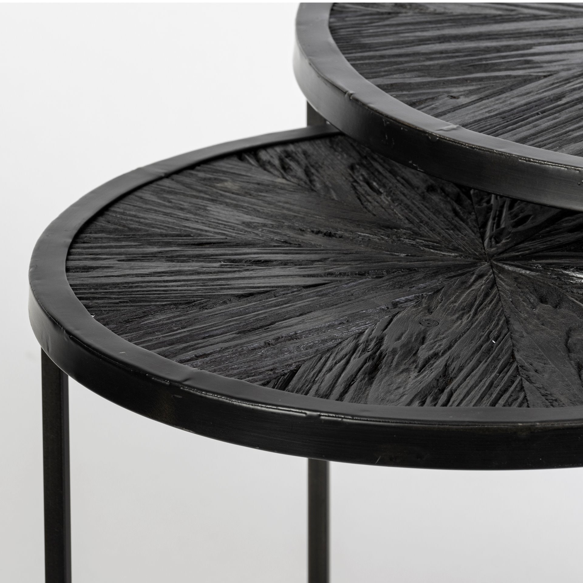 Set of Two 20 Black Round End Table