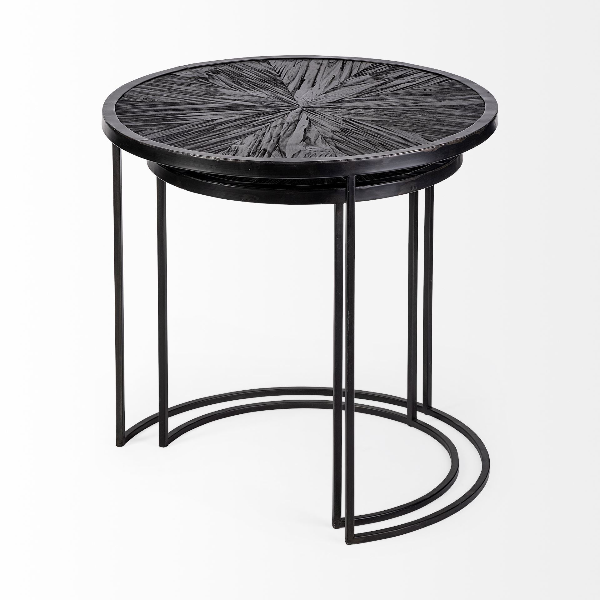 Set of Two 20 Black Round End Table