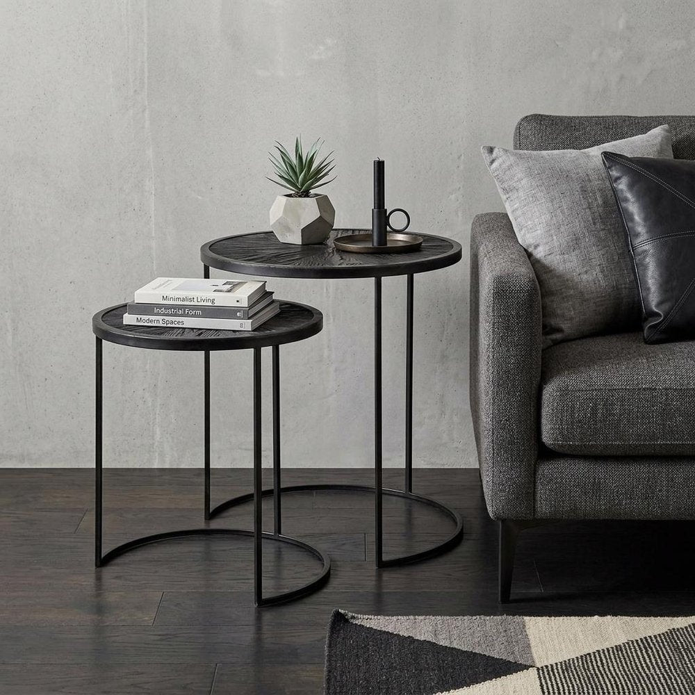 Set of Two 20 Black Round End Table