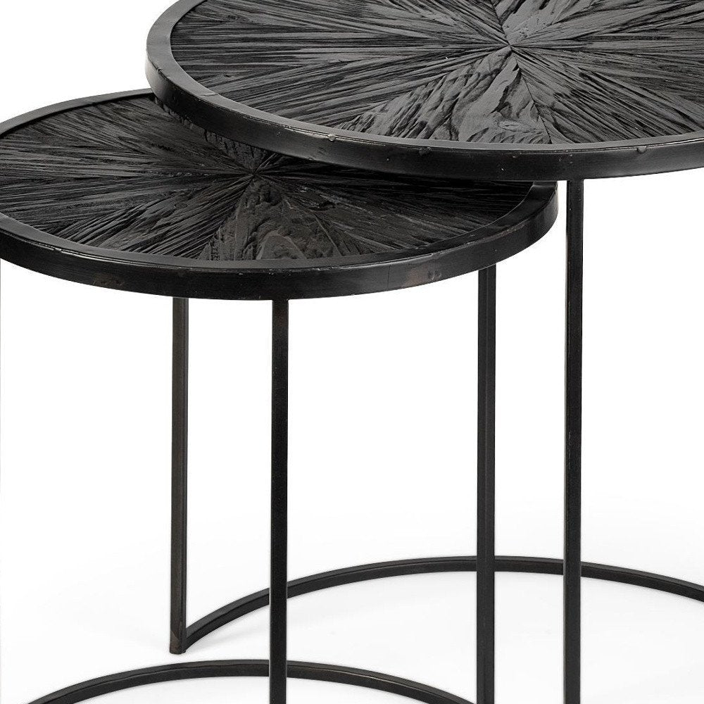 Set of Two 20 Black Round End Table