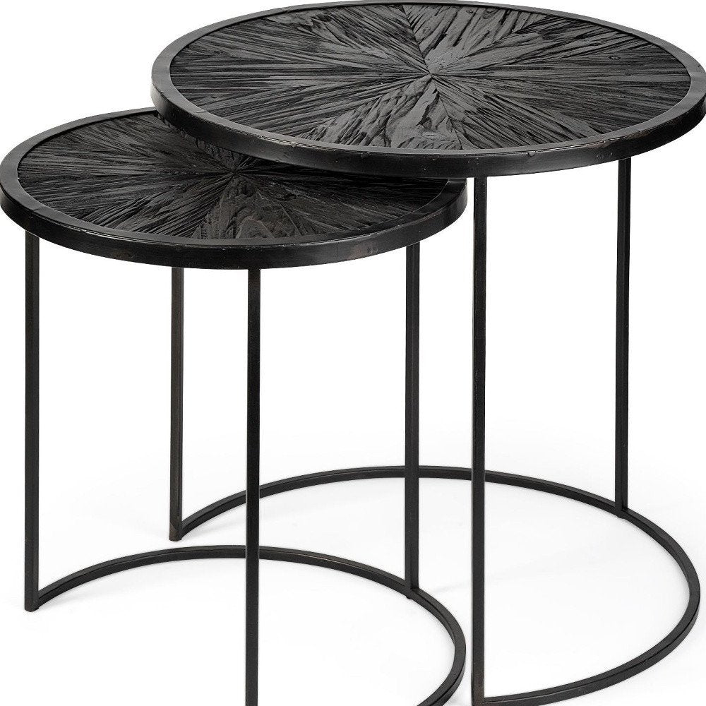 Set of Two 20 Black Round End Table