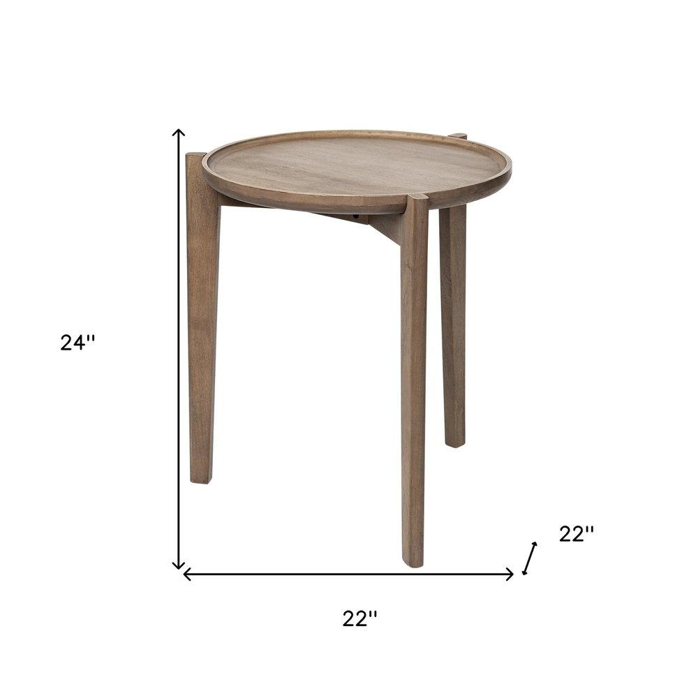 Brown Round End Table - 24-inch