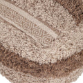 Beige Striped Pouf Ottoman - 18-inch