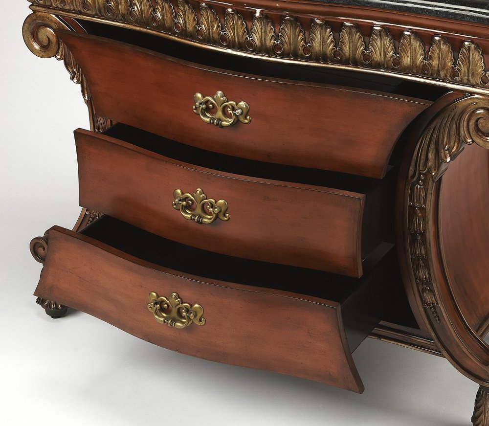 Brown and Black Solid Wood Three Drawer Sideboard - 48-inch
