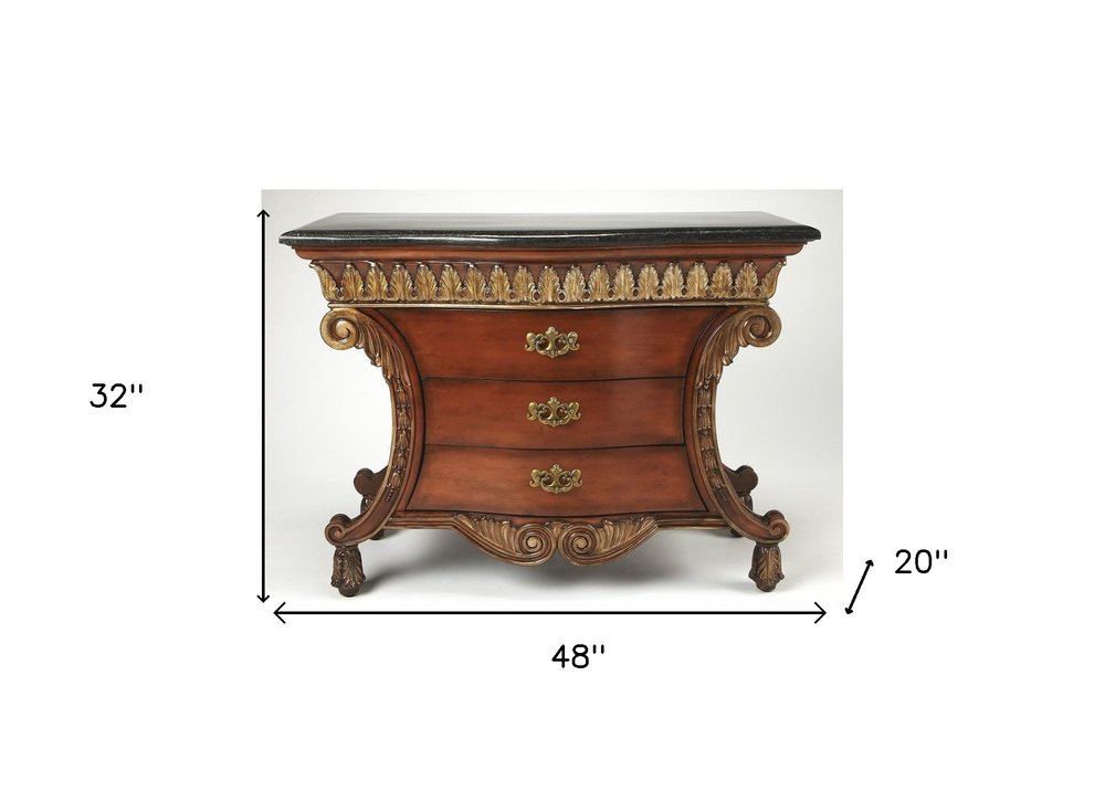 Brown and Black Solid Wood Three Drawer Sideboard - 48-inch