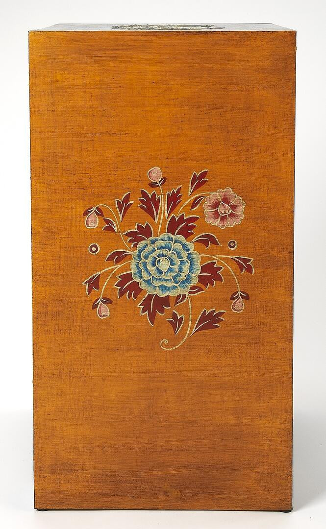 Blue and Brown Hand Painted Wood Accent Cabinet with Three Drawers - 20-inch