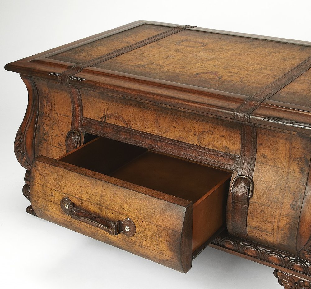 Brown Wood Coffee Table with Drawer - 38-inch
