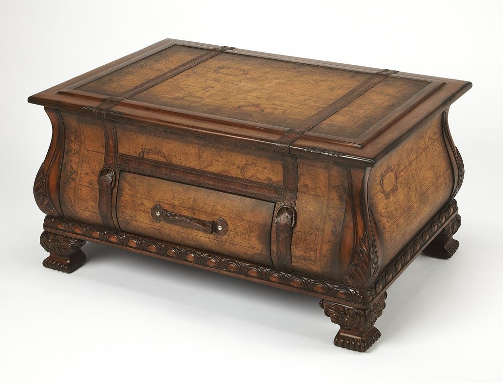 Brown Wood Coffee Table with Drawer - 38-inch