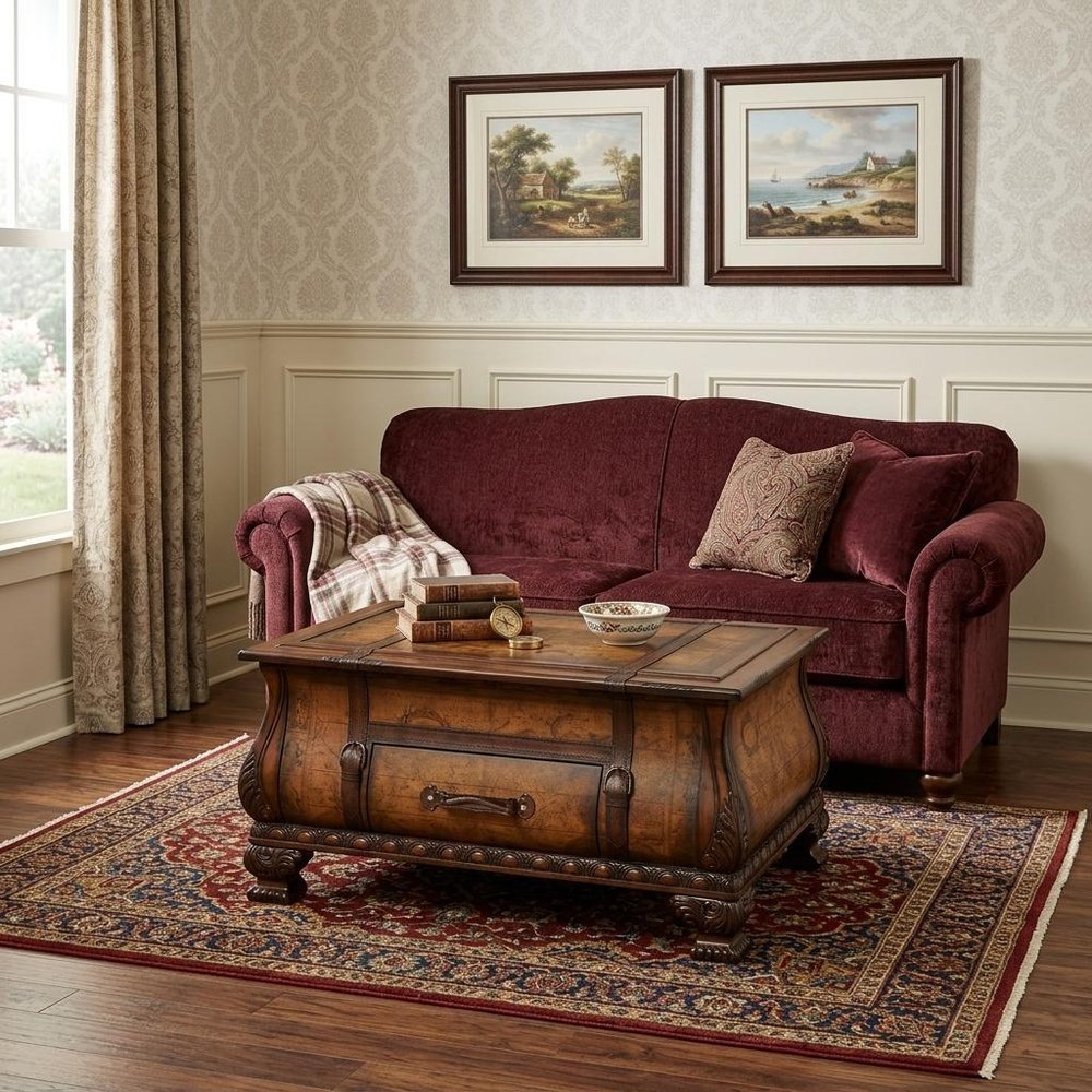 Brown Wood Coffee Table with Drawer - 38-inch
