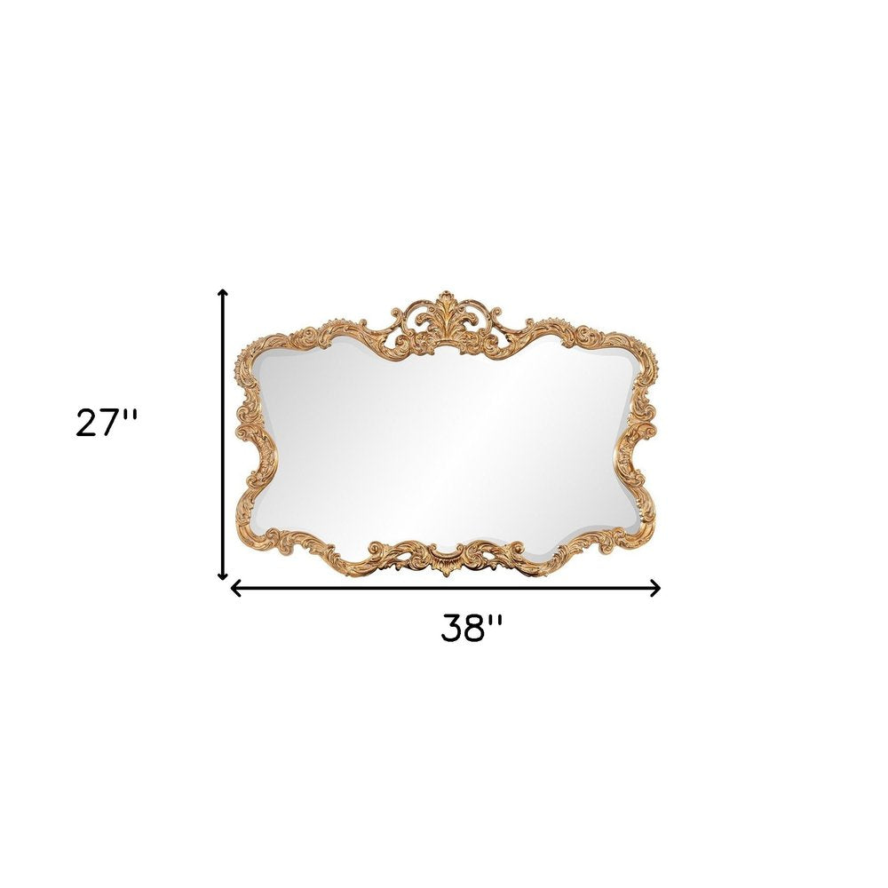 Gold Ornate Scroll Framed Accent Mirror - 27-inch