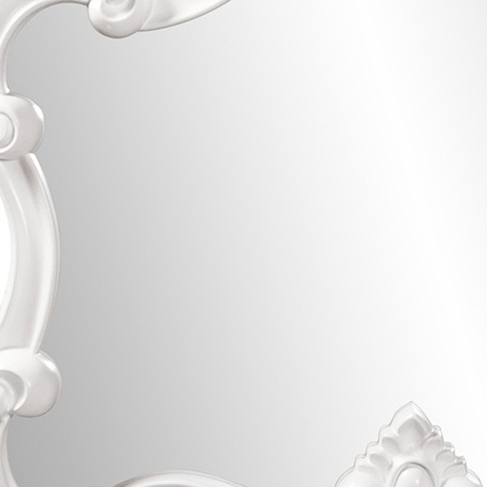 White Baroque Framed Accent Mirror - 28-inch
