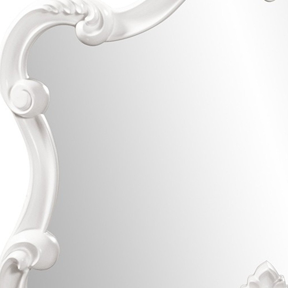White Baroque Framed Accent Mirror - 28-inch