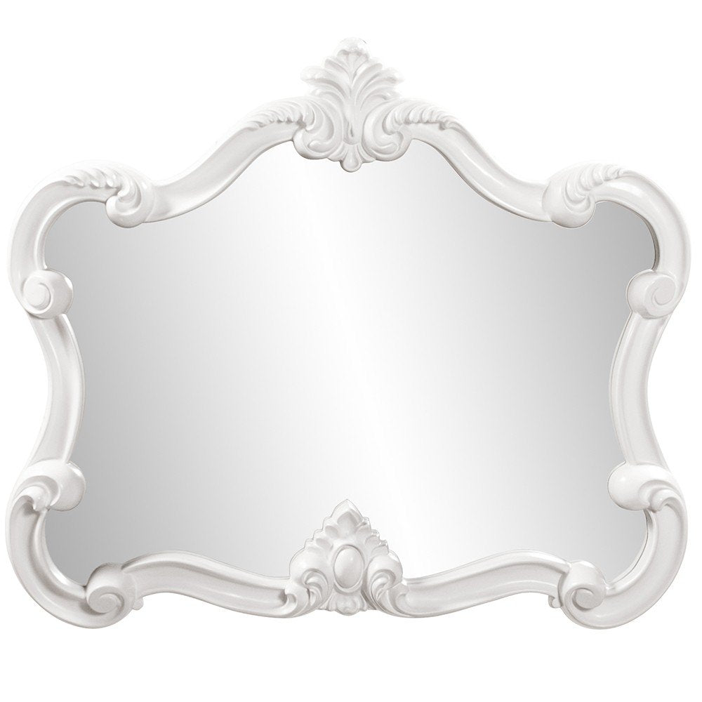 White Baroque Framed Accent Mirror - 28-inch