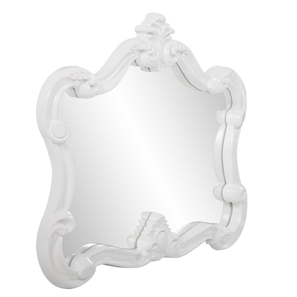 White Baroque Framed Accent Mirror - 28-inch