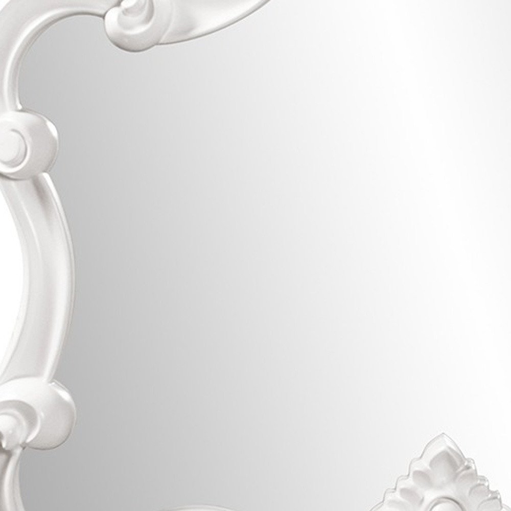 White Baroque Framed Accent Mirror - 28-inch