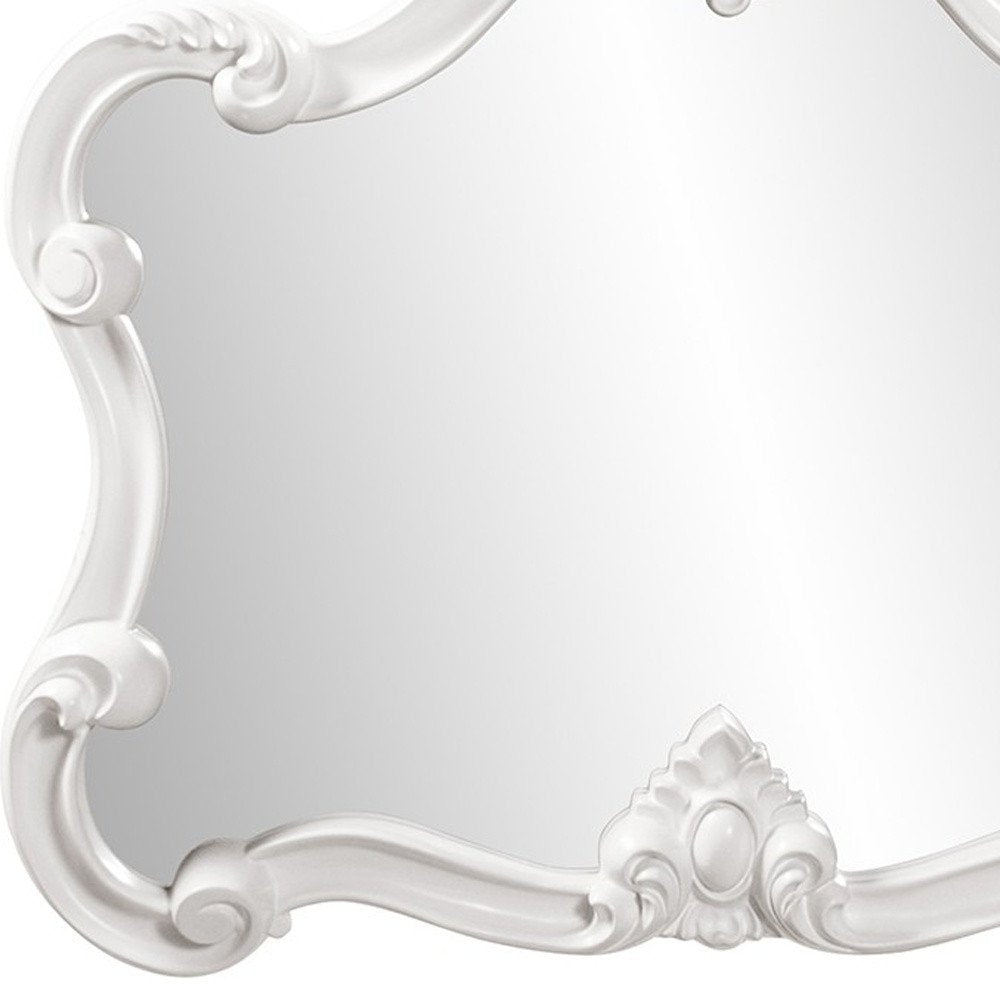 White Baroque Framed Accent Mirror - 28-inch